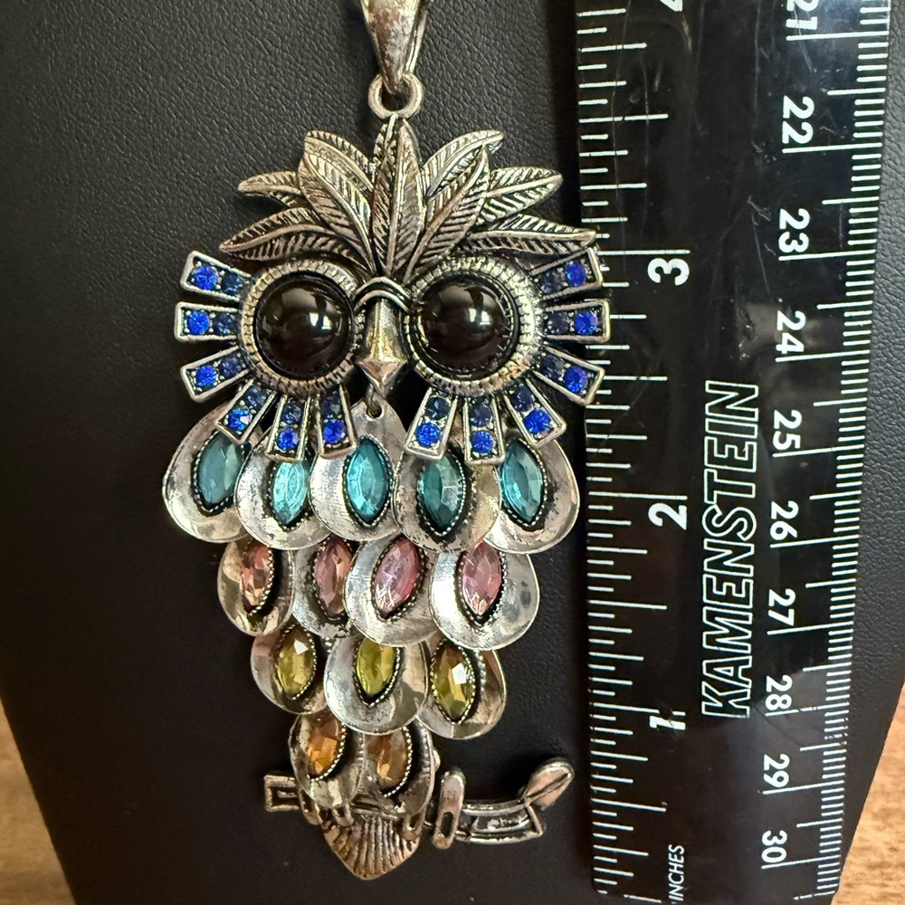 Colorful Owl Pendant Necklace - Picture 7 of 7
